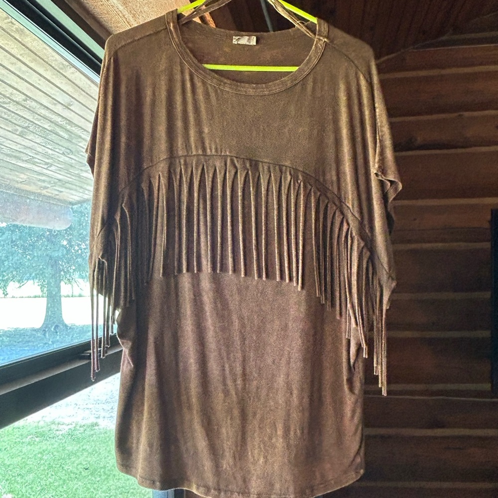 Brown Fringe Women's Top